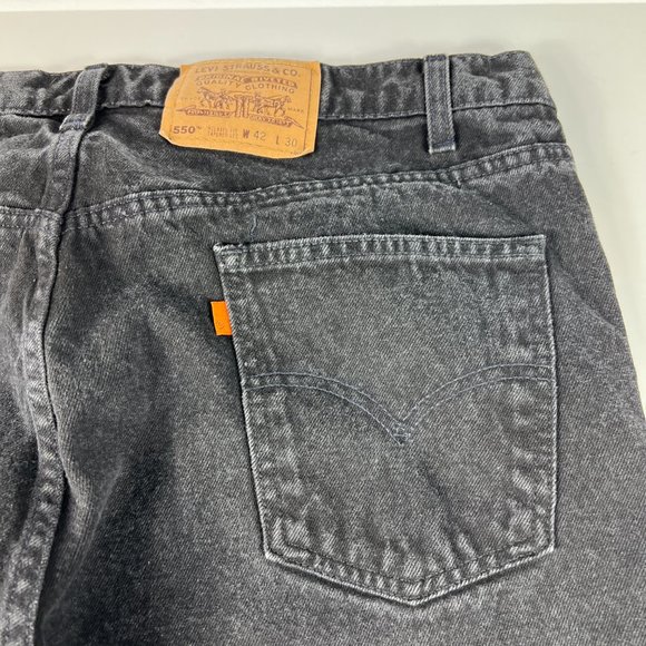 VTG 90s Levi's Jeans Men's 39 x 30* 550 Relaxed Straight Black Denim Orange Tab - Picture 9 of 16